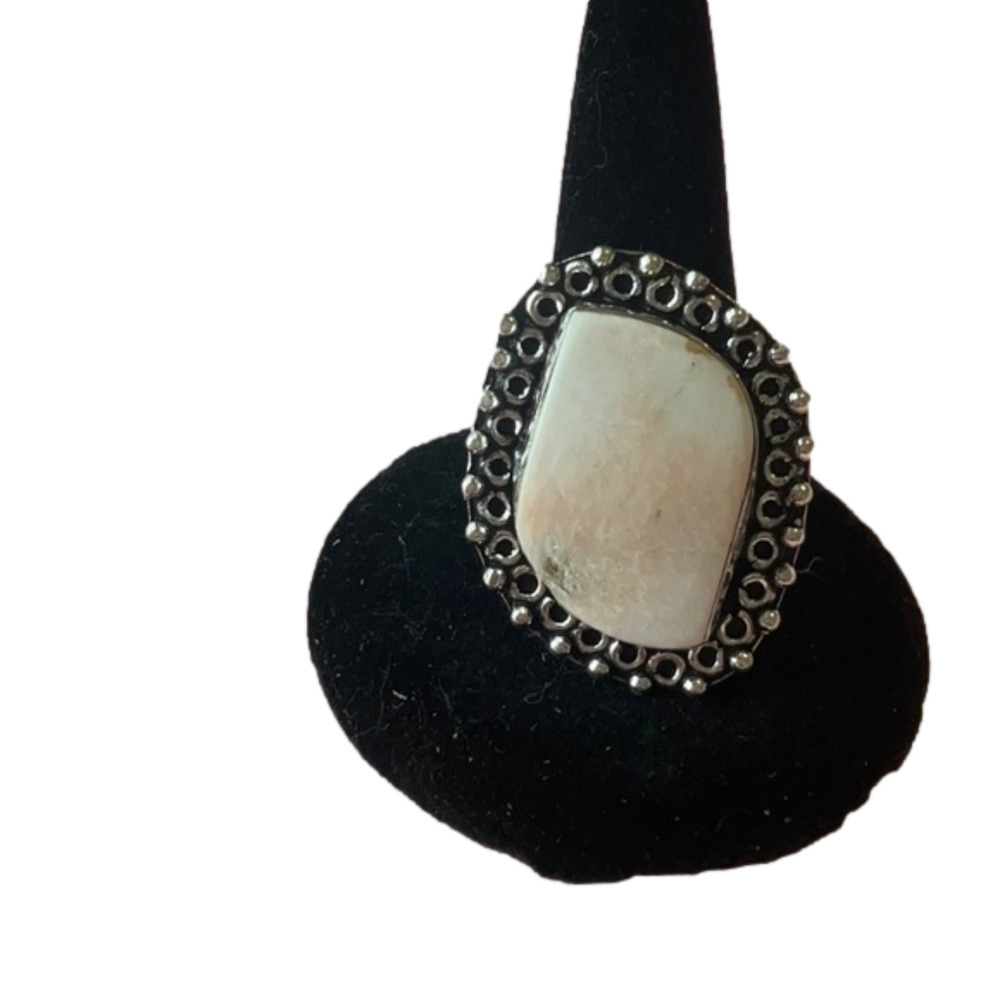 Vintage Sterling Silver Scolecite Ring US Size 8
